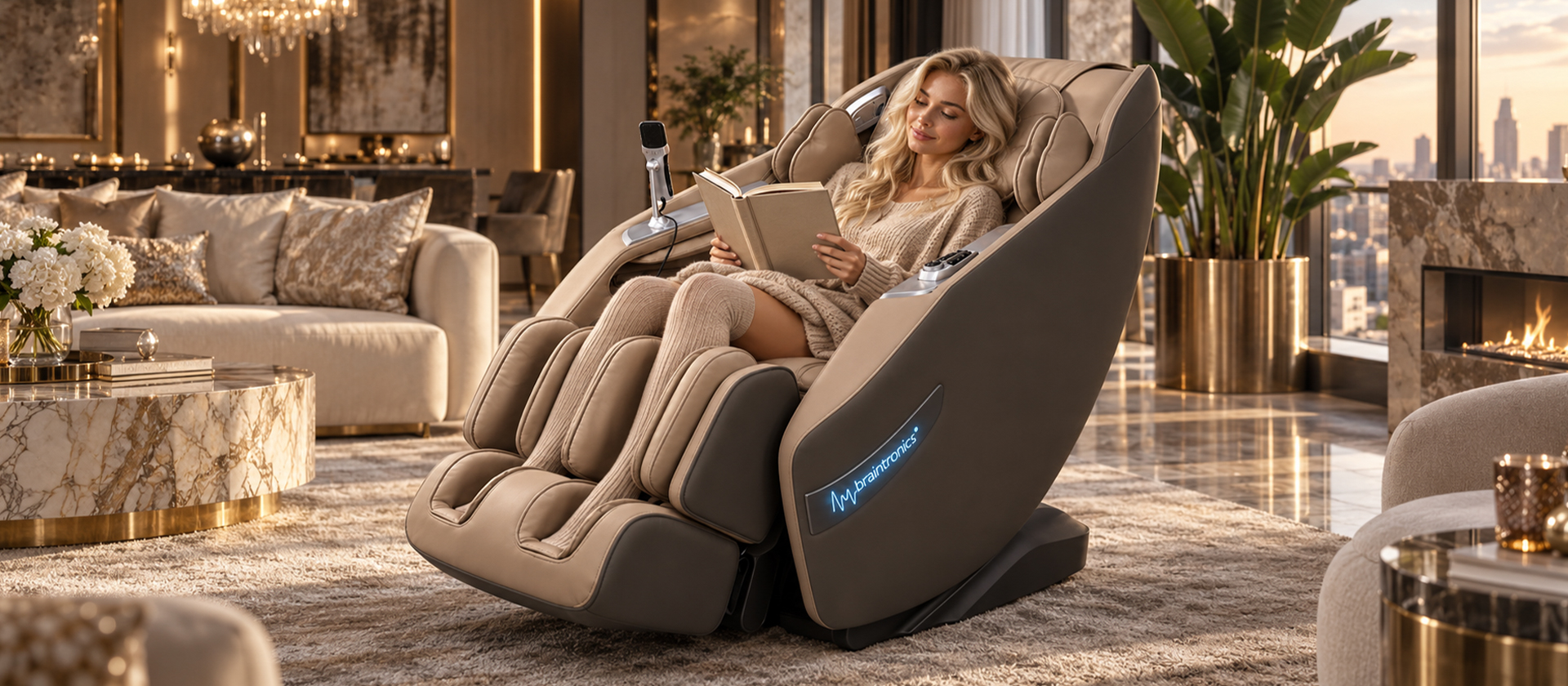 Casada BetaSonic III Massagesessel in einem modernen hochwertigen Wohnraum