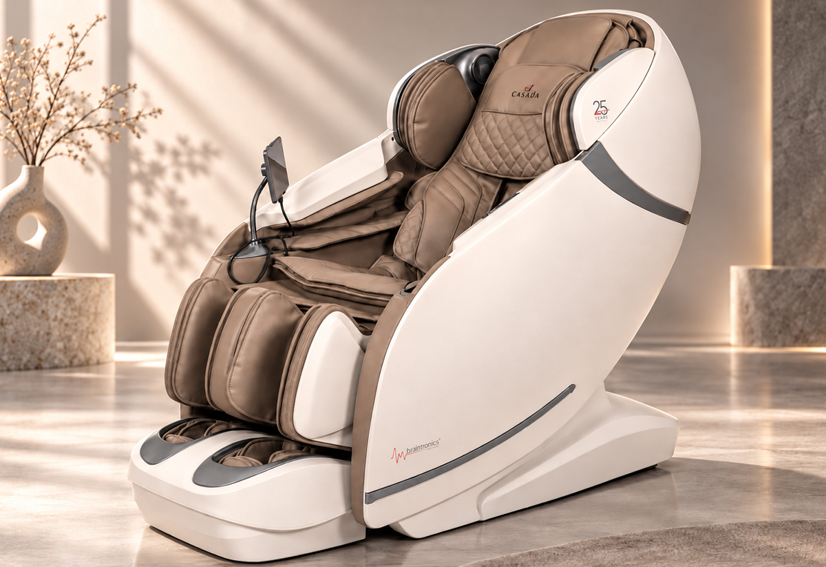 Casada Skyliner 25years Jubiläums Massagesessel in Creme Braun