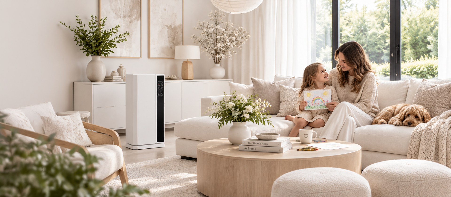 Casada Aerotronic 360 Raumluftfilter im Wohnzimmer für saubere Raumluft